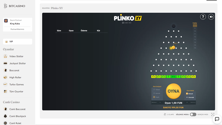 Bitcasino.io Plinko Oynama Adımları